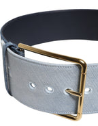 Dolce & Gabbana Two Tone Blue Denim Gold Metal Buckle Belt