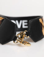 Dolce & Gabbana Black Leopard Print Reversible Bag Shoulder Strap