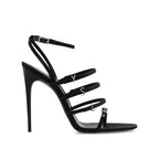 Saint Laurent Black Silk Stiletto Heel Sandals