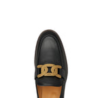 Tod's Black Calfskin Slip-On Loafers