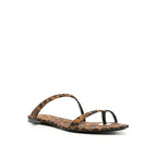Saint Laurent Brown Fabric Strap-On Sandals