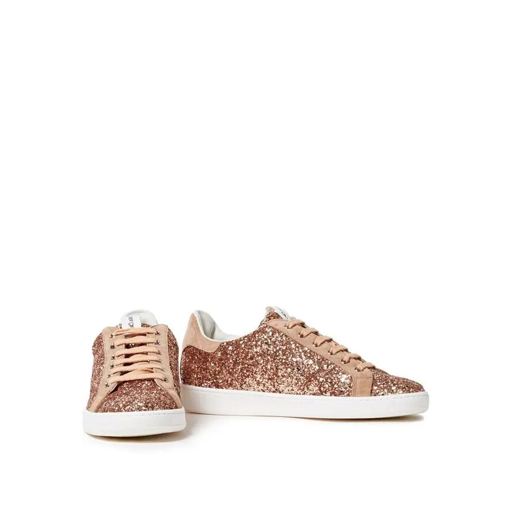 Sergio Rossi Rose Gold Fabric Low Top Sneakers