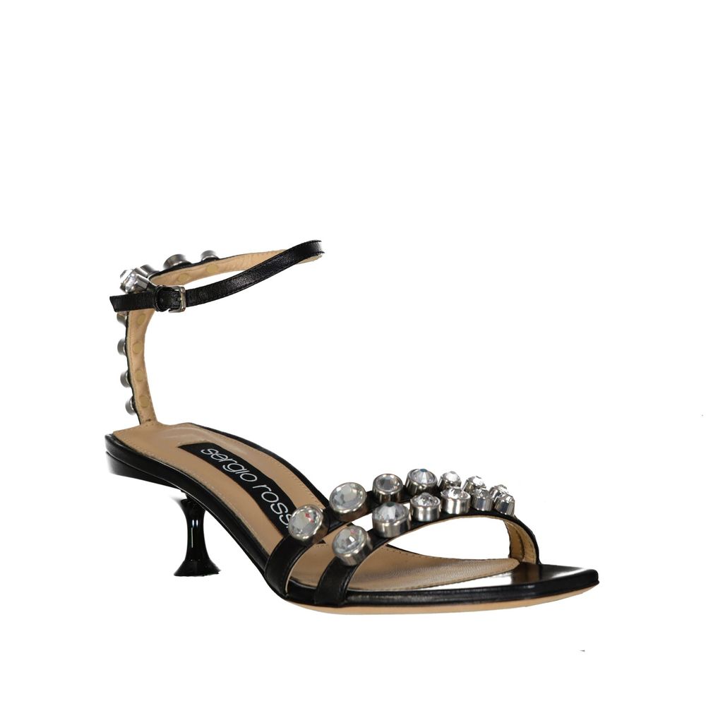 Sergio Rossi Black Calfskin Strap-On Sandals