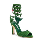 Manolo Blahnik Green Calfskin Strap-On Sandals
