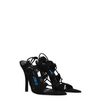 The Attico Black Leather Stiletto Heel Sandals
