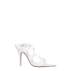 The Attico White Leather Stiletto Heel Sandals