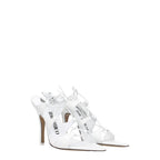 The Attico White Leather Stiletto Heel Sandals