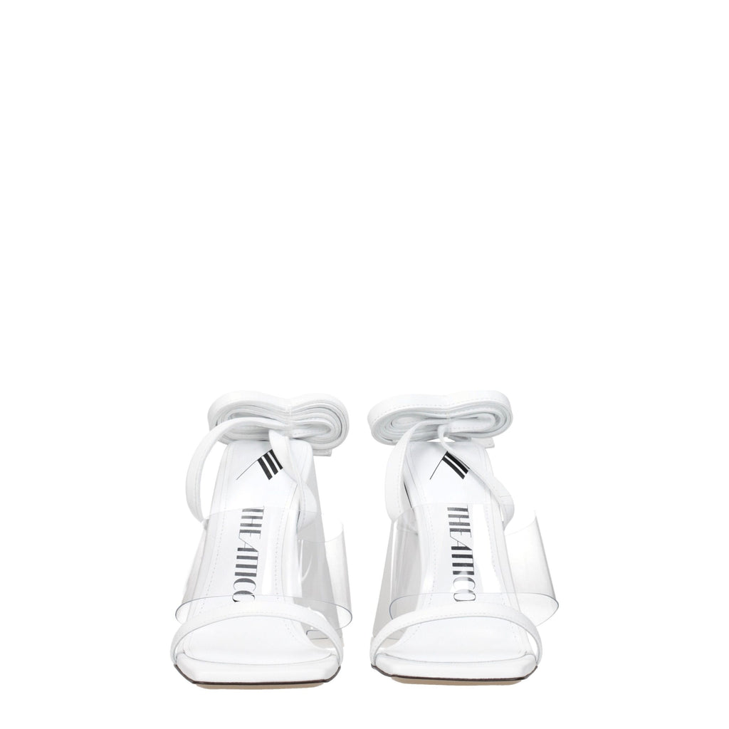 The Attico White Leather Stiletto Heel Sandals