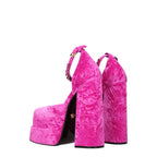 Versace Pink Velvet Platform Sandals
