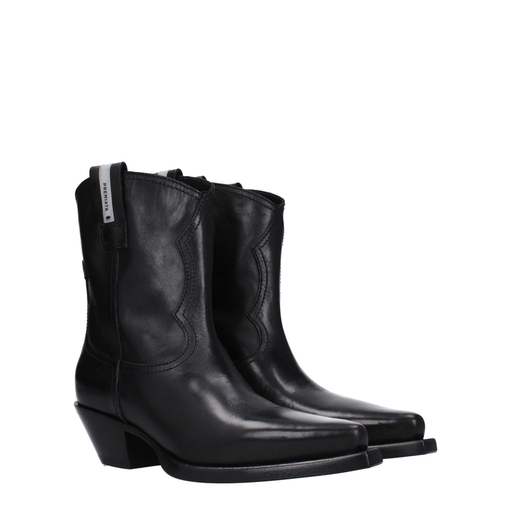 Premiata Black Leather Ankle Boots