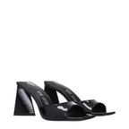 The Attico Black Leather Stiletto Heel Sandals