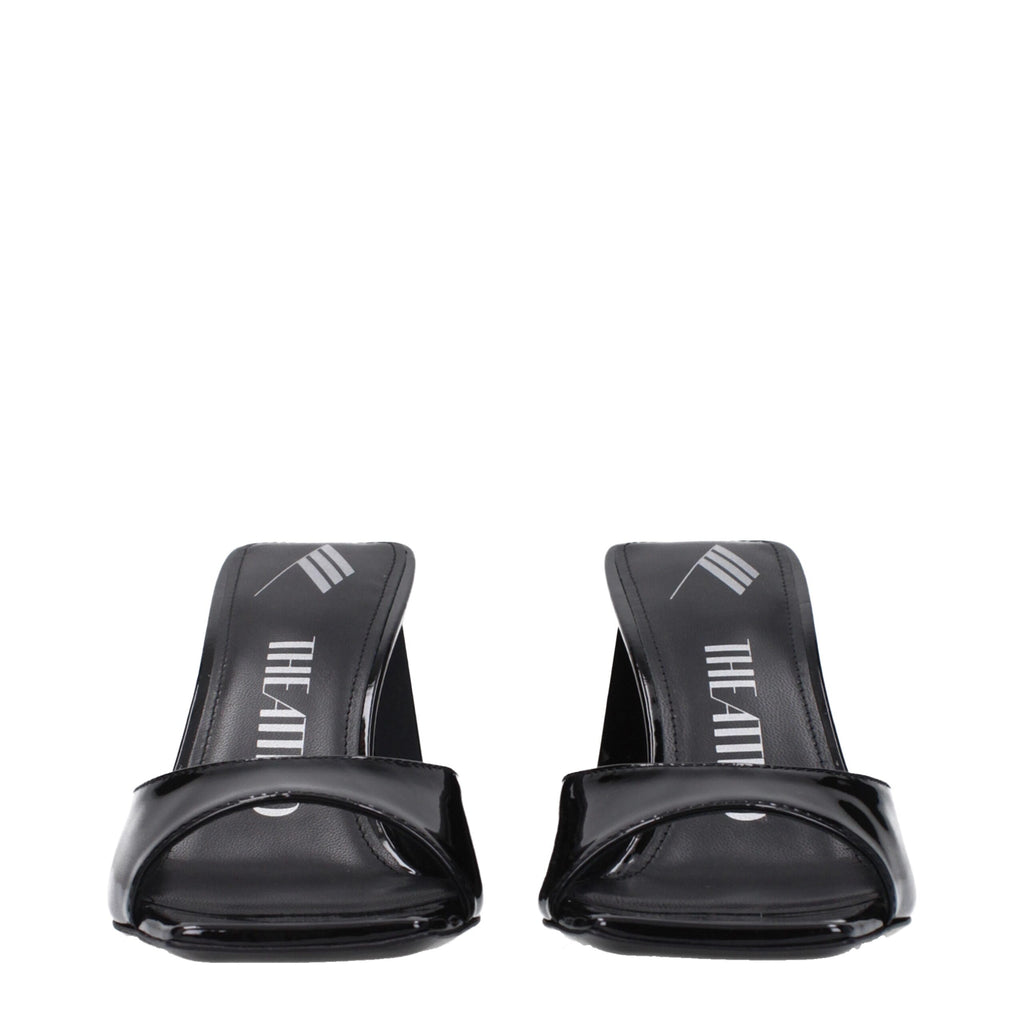 The Attico Black Leather Stiletto Heel Sandals