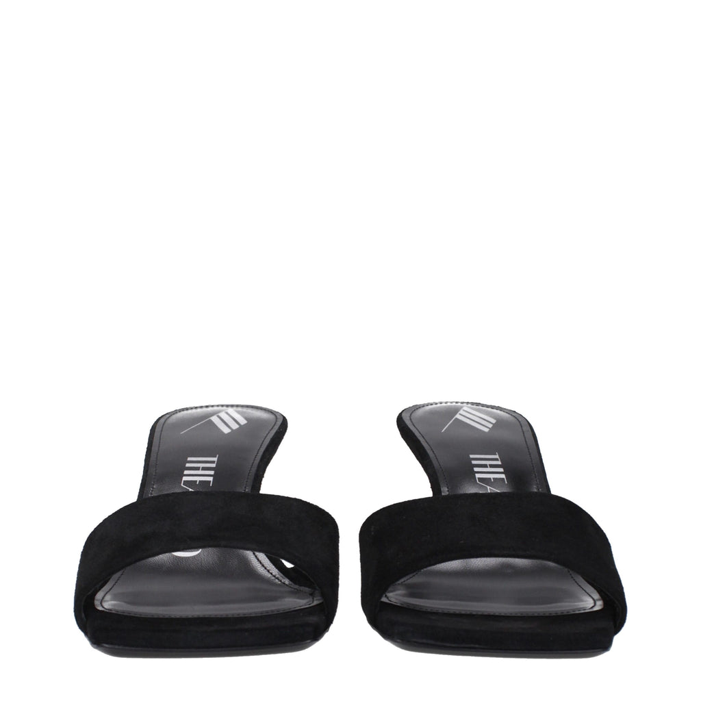 The Attico Black Leather Platform Sandals