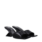 The Attico Black Leather Flat Sandals
