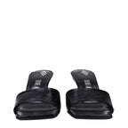 The Attico Black Leather Flat Sandals