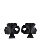 The Attico Black Leather Flat Sandals