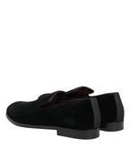 Dolce & Gabbana Black Velvet Loafers Formal Men Dress Shoes