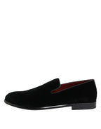 Dolce & Gabbana Black Velvet Loafers Formal Men Dress Shoes
