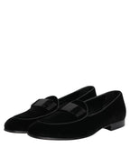 Dolce & Gabbana Black Velvet Loafers Formal Men Dress Shoes
