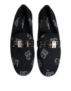 Dolce & Gabbana Blue Logo Cotton Loafers Formal Dress Shoes