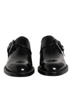 Dolce & Gabbana Black Leather Monk Strap Derby Formal Shoes