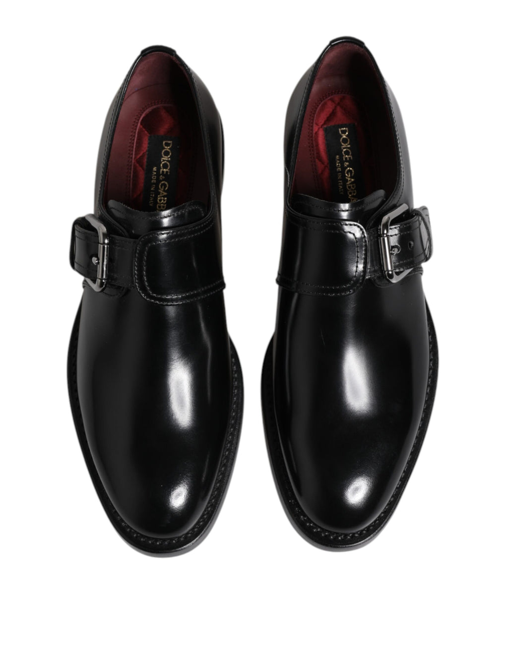 Dolce & Gabbana Black Leather Monk Strap Derby Formal Shoes