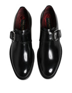 Dolce & Gabbana Black Leather Monk Strap Derby Formal Shoes