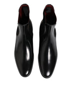 Dolce & Gabbana Black Chelsea Slip On Mid Calf Boots Shoes