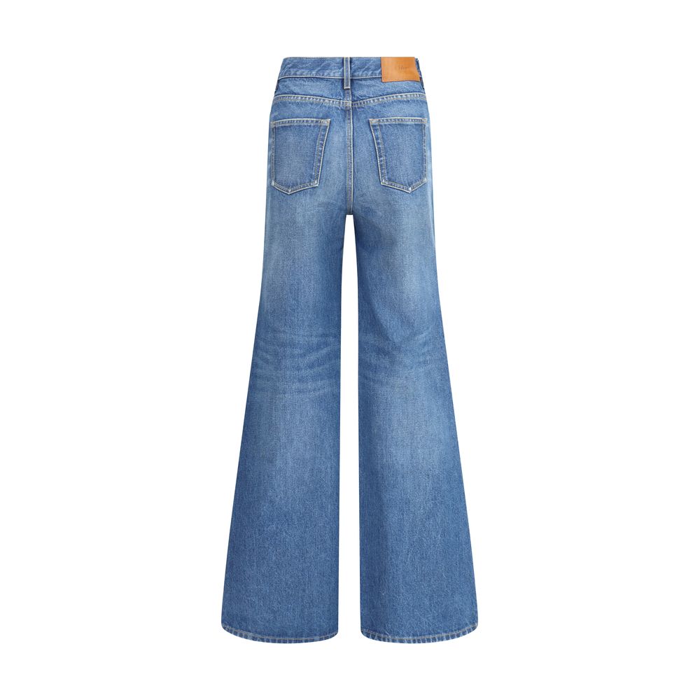 Chloé Blue Cotton Flared Jeans