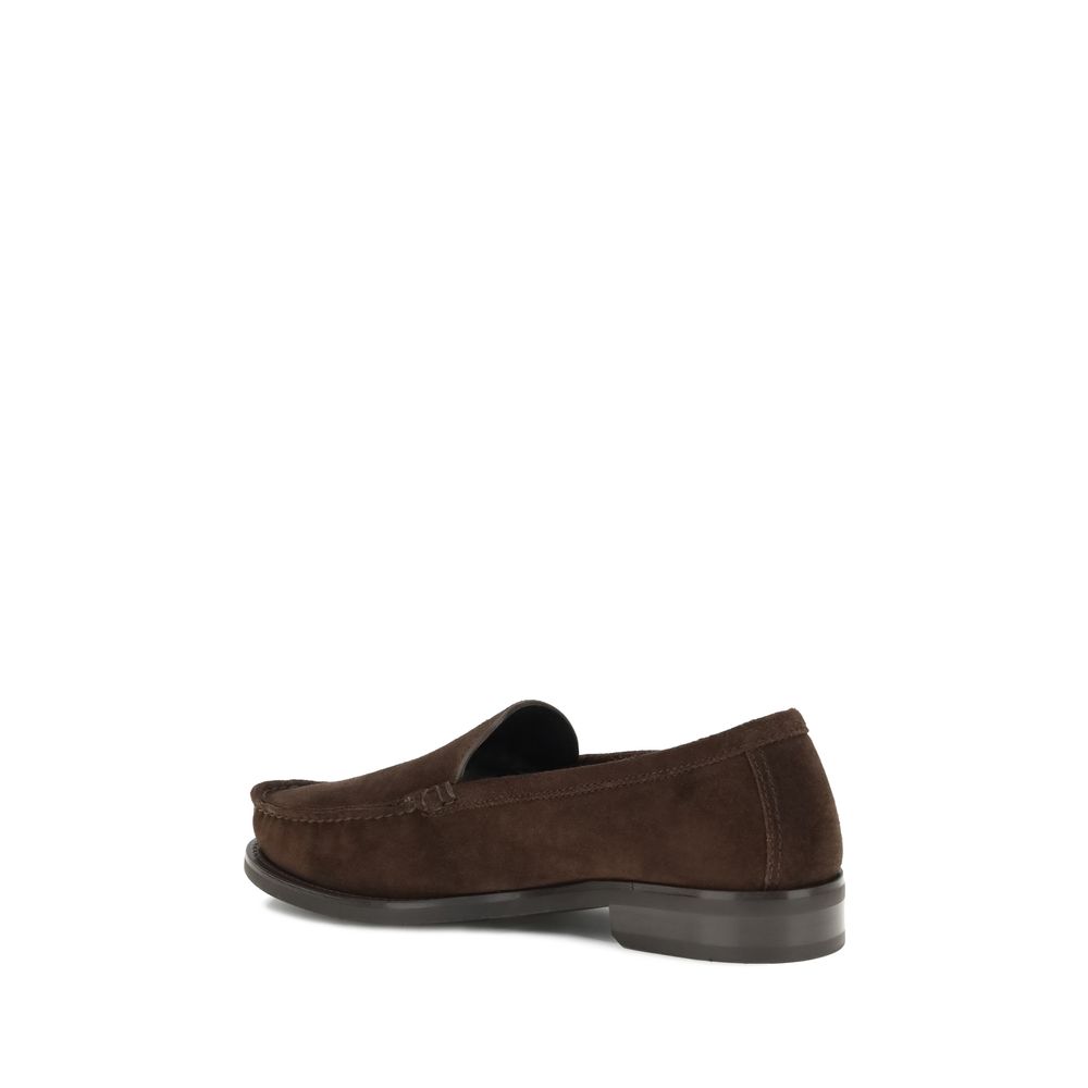Prada Brown Calf Leather Bos Taurus Slip-On Loafers