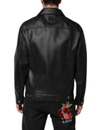 Dolce & Gabbana Black Polyester Button Down Biker Jacket