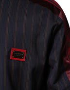 Dolce & Gabbana Blue Red Striped Logo Plaque Full Zip Jacket