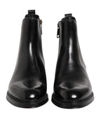 Dolce & Gabbana Black Chelsea Leather Mid Calf Boots Shoes