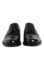 Dolce & Gabbana Black Leather Derby Wingtip Formal Shoes