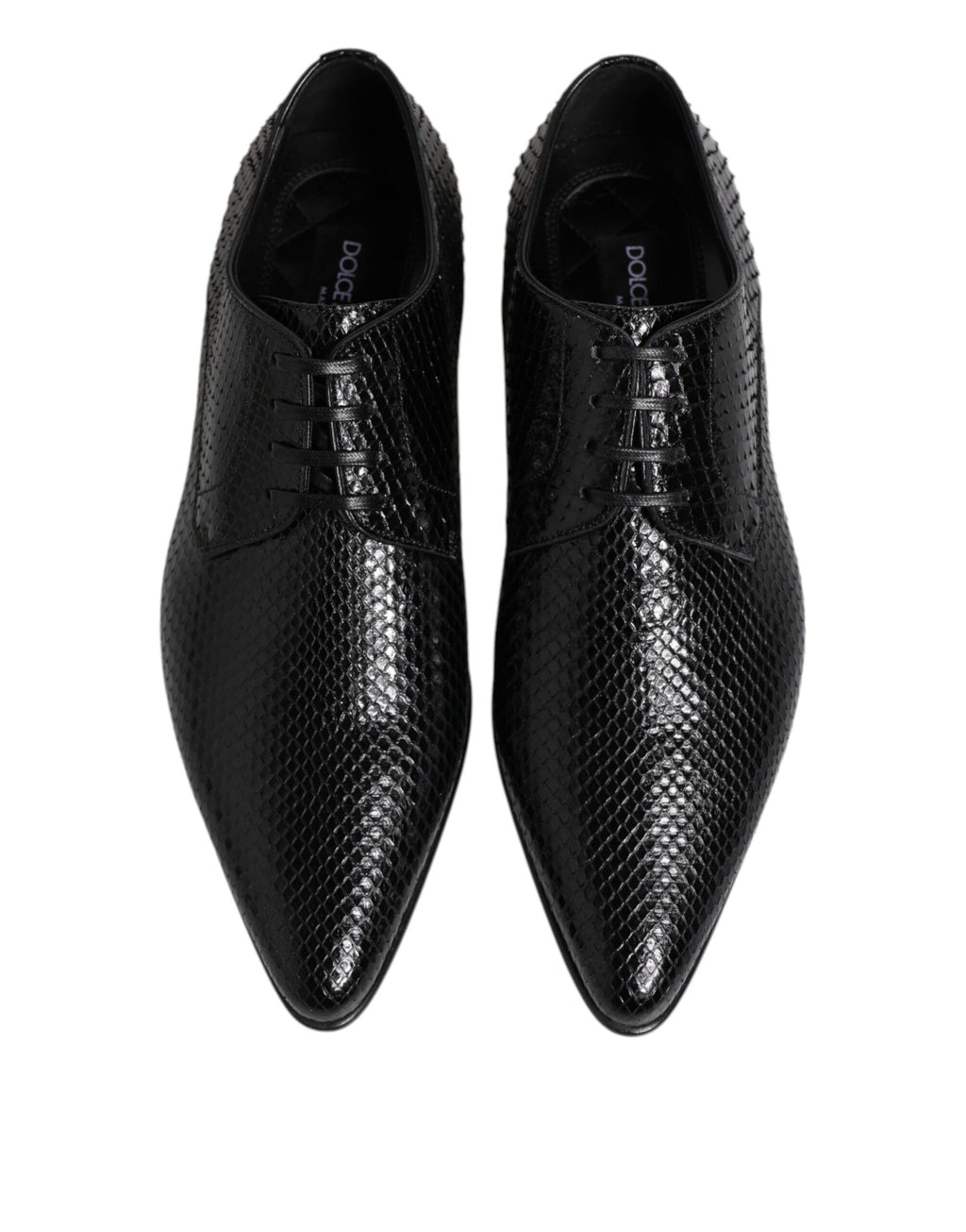 Dolce & Gabbana Black Exotic Leather Lace Up Derby Shoes