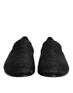 Dolce & Gabbana Black Floral Brocade Loafers Men Dress Shoes