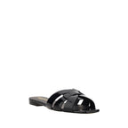 Saint Laurent Black Calf Leather Bos Taurus Flat Sandals