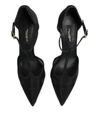 Dolce & Gabbana Black Mesh T-strap Stiletto High Heels Shoes