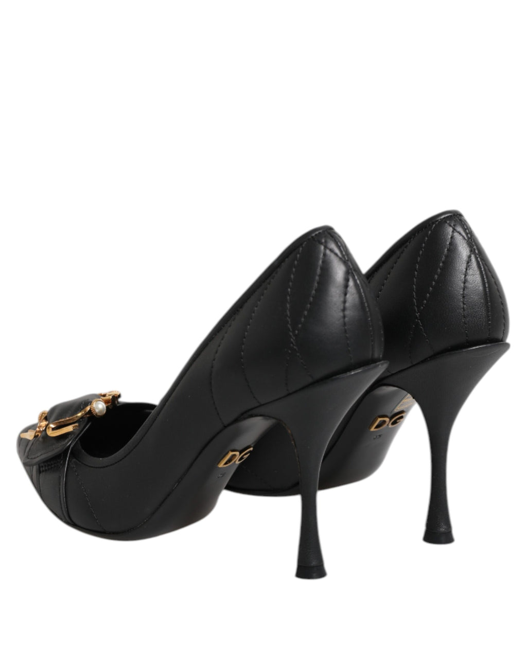 Dolce & Gabbana Black Devotion Leather Heels Pumps Shoes