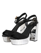 Dolce & Gabbana Black Crystal Ankle Strap Keira Sandal Shoes