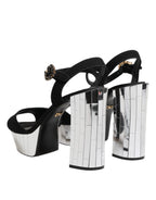 Dolce & Gabbana Black Crystal Ankle Strap Keira Sandal Shoes