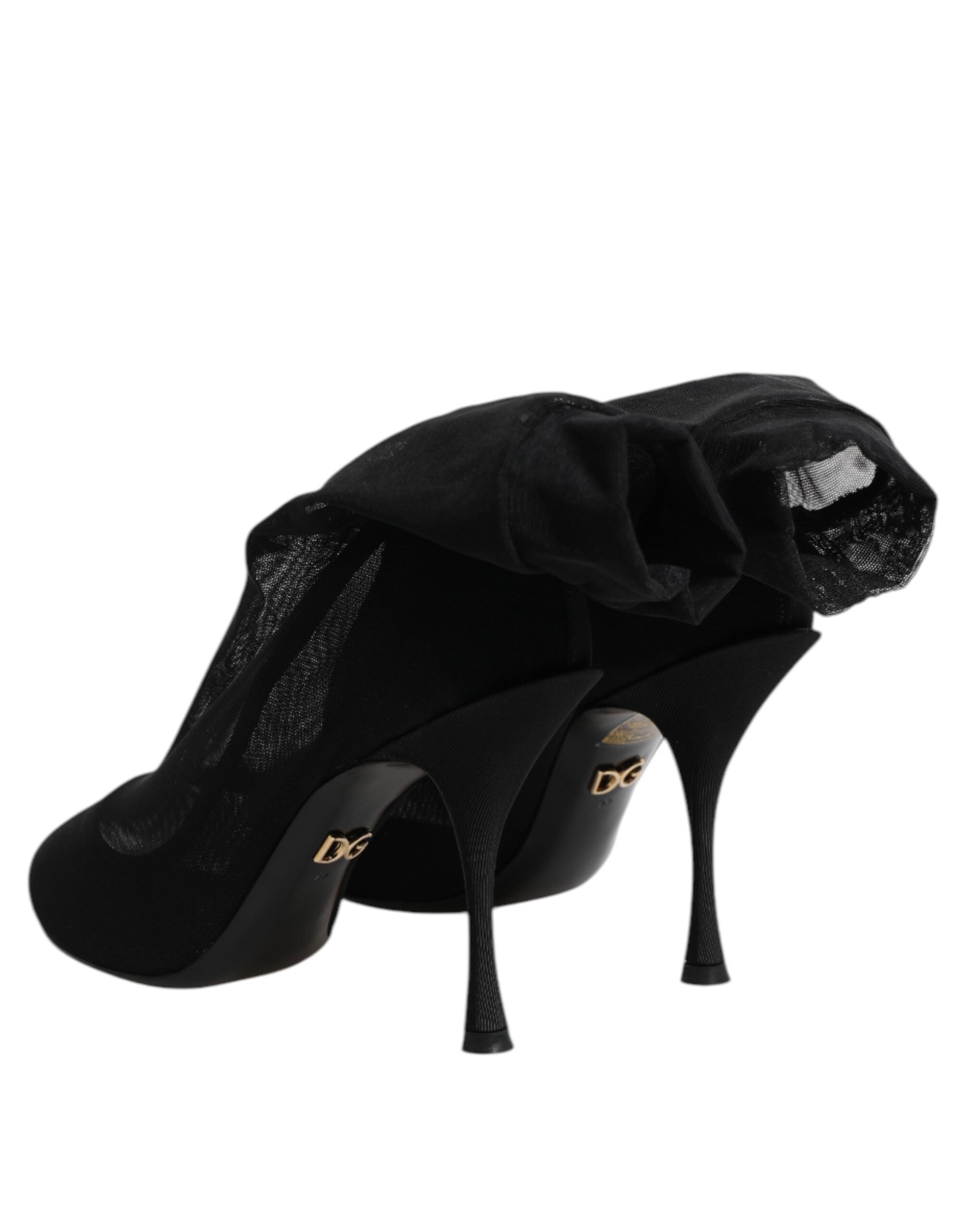 Dolce & Gabbana Black Silk Stretch Mesh Sock Boots Shoes