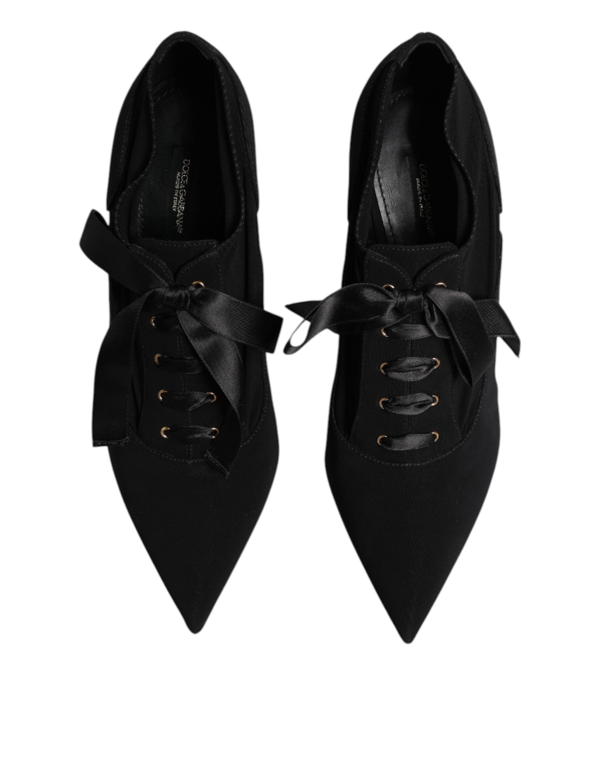 Dolce & Gabbana Black Lace Up Stiletto Heels Pumps Shoes