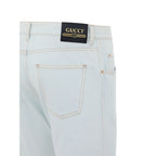 Gucci Blue Cotton Relaxed Fit Jeans