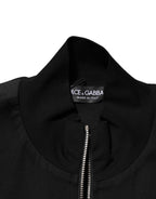 Dolce & Gabbana Black Cotton Logo Full Zip Men Bomber Jacket