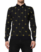 Dolce & Gabbana Black Logo Jacquard Knitted Polo Shirt T-shirt
