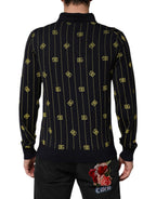 Dolce & Gabbana Black Logo Jacquard Knitted Polo Shirt T-shirt
