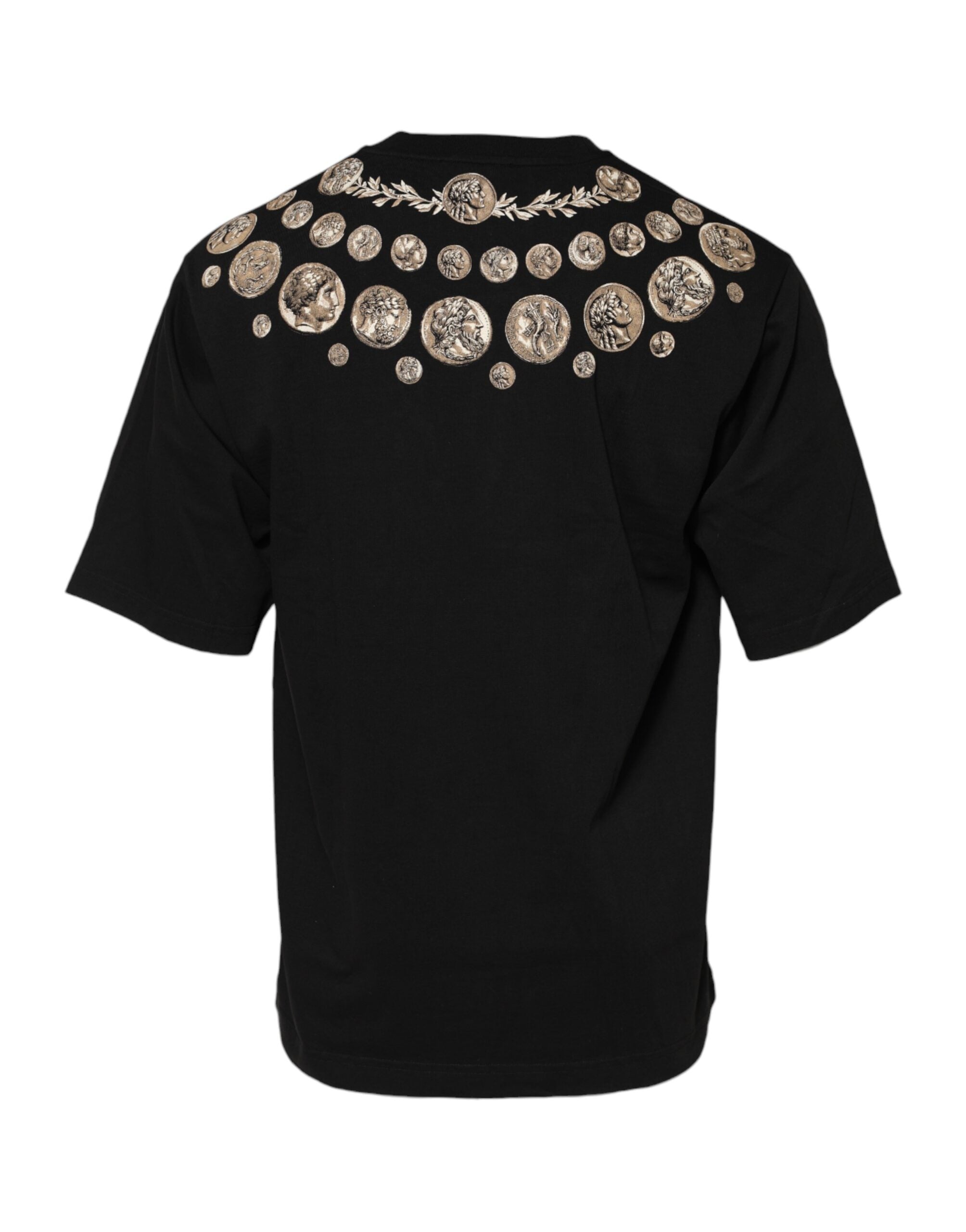 Dolce & Gabbana Black Coin Print Cotton Crew Neck T-shirt