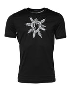 Dolce & Gabbana Black Sacred Heart Cotton Crew Neck T-shirt