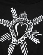 Dolce & Gabbana Black Sacred Heart Cotton Crew Neck T-shirt